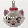 Brass Jingle Bell for Christmas Decoration, Cat, enamel, white, lead & cadmium free Approx 2.5mm 