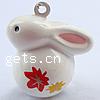 Brass Jingle Bell for Christmas Decoration, Rabbit, enamel, white, lead & cadmium free Approx 2.5mm 