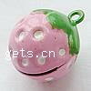 Brass Jingle Bell for Christmas Decoration, Strawberry, enamel, pink, lead & cadmium free, 17.5mm Approx 2mm 