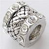 Rhinestone Zinc Alloy European Beads, Tube, plated, without troll & with rhinestone nickel, lead & cadmium free Approx 4.2-4.5mm 