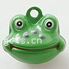 Латунный колокол подвески, Латунь, Животное, эмаль, зеленый, не содержит свинец и кадмий отверстие:Приблизительно 2mm, продается PC