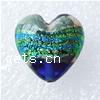 Foil Silver Lampwork Beads, Heart, 15x15x9mm, Hole:Approx 2MM, Sold by PC