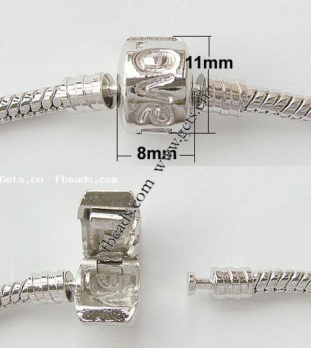 Laiton European Bracelet chaîne, mot amour, Placage, normes différentes pour le choix, plus de couleurs à choisir, 11x8mm, Vendu par brin