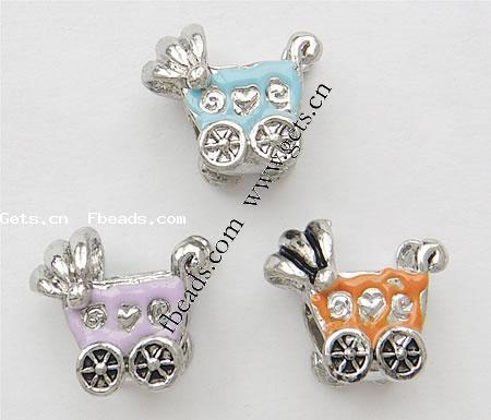 Enamel Zinc Alloy European Beads, Baby Pram, plated, without troll & large hole, more colors for choice, 18x15mm, Hole:Approx 6mm, Sold By PC