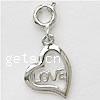 Zinc Alloy Heart Pendants, word love, plated, with letter pattern nickel, lead & cadmium free 