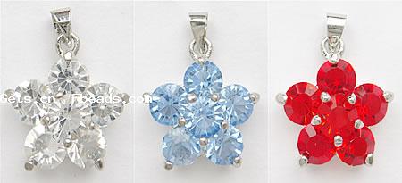 Colgantes de Aleación de Zinc en Forma Flor, chapado, 5 pétalos & con diamantes de imitación, más colores para la opción, libre de cadmio, 16x16x8mm, Vendido por UD