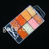 Box Glass Seed Beads, with Plastic Box, Round, solid color, mixed colors 