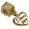 Zinc Alloy European Pendants, Heart, word I love you, plated, with letter pattern 