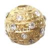 Rhinestone Zinc Alloy Beads, with Zinc Alloy, Round, plated nickel free Approx 3.5mm 