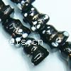 Tierische Porzellan Perlen, Handzeichnung, schwarz, 14x16x13mm, Bohrung:ca. 2mm, verkauft von PC