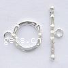 Sterling Silver Toggle Clasp, 925 Sterling Silver, Round, plated, textured & single-strand Approx 2.5mm 