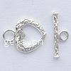 Sterling Silver Toggle Clasp, 925 Sterling Silver, Heart, textured & single-strand Approx 2mm 