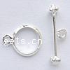 Sterling Silver Toggle Clasp, 925 Sterling Silver, Round, plated, smooth & single-strand Approx 2mm 