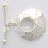 Sterling Silver Toggle Clasp, 925 Sterling Silver, Round, plated, hammered & single-strand Approx 3mm 