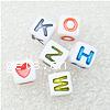 Plastic Alphabet Beads, Cube, with letter pattern, mixed colors Approx 4mm, Approx 