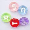 Plastic Alphabet Beads, Flat Round, with letter pattern, mixed colors Approx 1mm 