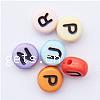 Kunststoff Alphabet Perlen, Rolo, mit Brief Muster, gemischte Farben, 7x7x4mm, Bohrung:ca. 1mm, 3600PCs/Tasche, verkauft von Tasche