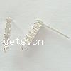 Sterling Silver Earring Stud Component, 925 Sterling Silver, plated, with rhinestone Approx 1.5mm 