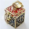 Brass European Prayer Box Pendants, Cube, enamel, cadmium free Approx 4.5mm 