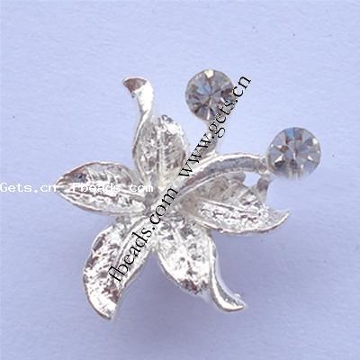 Rhinestone Zinc Alloy Connector, Flower, plated, with Mideast rhinestone, more colors for choice, 17x15x4mm, Sold By PC