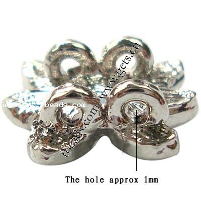 Rhinestone Zinc Alloy Connector, Flower, plated, with Mideast rhinestone, more colors for choice, 12x12mm, Hole:Approx 1mm, Sold By PC