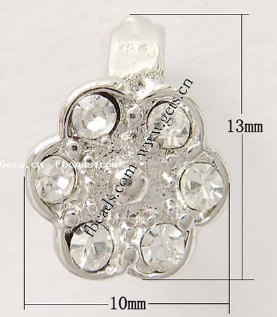 Zinc Alloy Pinch Bail, with Rhinestone, Flower, more colors for choice, lead free, 13x10mm, Sold By PC