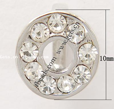 Zinc Alloy Pinch Bail, with Rhinestone, Flat Round, more colors for choice, nickel, lead & cadmium free, 10x10mm, Sold By PC