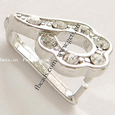 Zinc Alloy Pinch Bail, with Rhinestone, Flower, more colors for choice, lead free, 16x10mm, Sold By PC