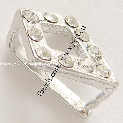 Zinc Alloy Pinch Bail, with Rhinestone, Rhombus, more colors for choice, lead free, 15x11mm, Sold By PC
