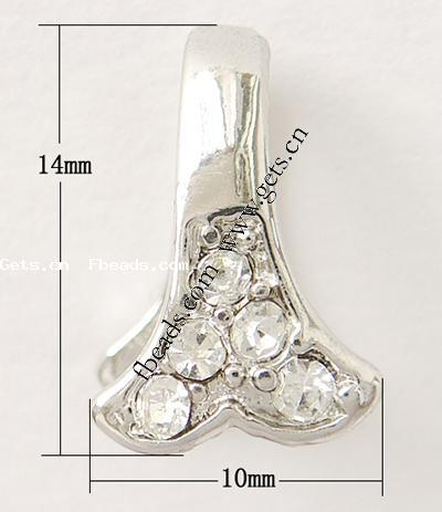Zinc Alloy Pinch Bail, with Rhinestone, more colors for choice, lead free, 14x10mm, Sold By PC