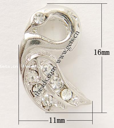 Zinc Alloy Pinch Bail, with Rhinestone, Animal, more colors for choice, lead free, 16x11mm, Sold By PC