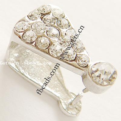 Zinc Alloy Pinch Bail, with Rhinestone, more colors for choice, lead free, 15x8mm, Sold By PC