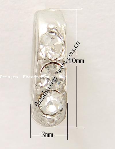 Zinc Alloy Pinch Bail, with Rhinestone, more colors for choice, lead free, 10x3mm, Sold By PC