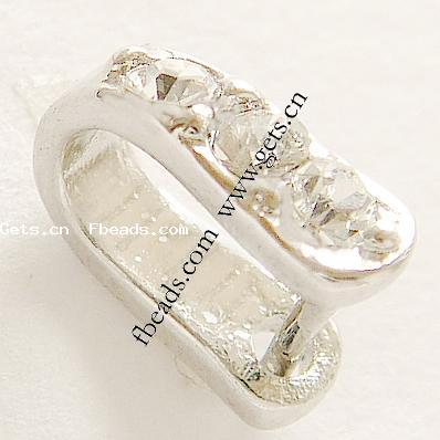 Zinc Alloy Pinch Bail, with Rhinestone, more colors for choice, lead free, 10x3mm, Sold By PC
