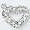 Zinc Alloy Heart Pendants, plated, with rhinestone Approx 2mm 