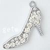 Zinc Alloy Shoes Pendants, with Rhinestone, plated, with rhinestone Approx 2mm 
