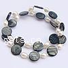 Dyed Shell Bracelet, with pearl, Flat Round, 5-6mm Inch 