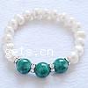 Gemstone Pearl Bracelets, Freshwater Pearl, with Jade Malaysia, 12mm .5 Inch 