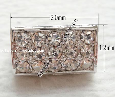 Strass Zink Legierung Europa Perlen, Zinklegierung, Dreieck, plattiert, Kundenindividuell & mit Strass von Nahost & ohne troll, keine, frei von Nickel, Blei & Kadmium, 20x12x12mm, Bohrung:ca. 4.5mm, verkauft von PC