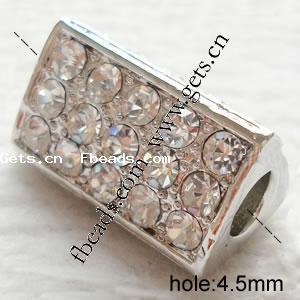 Strass Zink Legierung Europa Perlen, Zinklegierung, Dreieck, plattiert, Kundenindividuell & mit Strass von Nahost & ohne troll, keine, frei von Nickel, Blei & Kadmium, 20x12x12mm, Bohrung:ca. 4.5mm, verkauft von PC