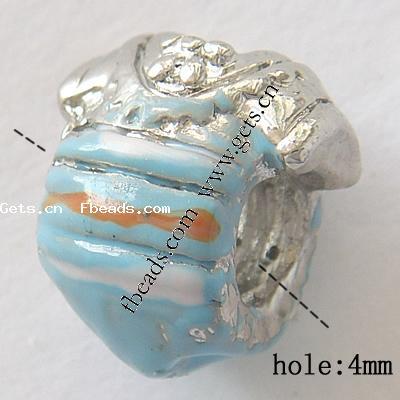 Enamel Zinc Alloy European Beads, Tube, large hole, more colors for choice, 12X11X10mm, Hole:Approx 4mm, Sold By PC