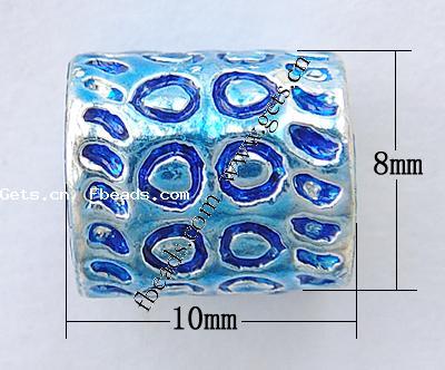 Enamel Zinc Alloy European Beads, Tube, plated, without troll & large hole, more colors for choice, 10x8x8mm, Hole:Approx 5mm, Sold By PC