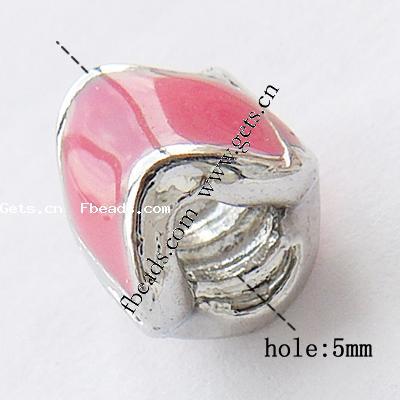 Enamel Zinc Alloy European Beads, plated, without troll & large hole, more colors for choice, 8x9mm, Hole:Approx 5mm, Sold By PC