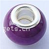 Brass Core European Porcelain Beads, with Brass, Rondelle, without troll, purple Approx 6mm 