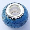 Brass Core European Porcelain Beads, with Brass, Rondelle, without troll, blue Approx 6mm 