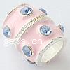 Enamel Zinc Alloy European Beads, Drum, plated, without troll & with rhinestone & large hole Approx 7mm 