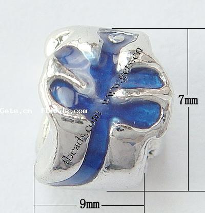 Enamel Zinc Alloy European Beads, Rondelle, plated, without troll & large hole, more colors for choice, 9x7mm, Hole:Approx 4mm, Sold By PC