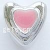 Enamel Zinc Alloy European Beads, Heart, plated, without troll & large hole Approx 4.5mm 