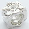 Rhinestone Zinc Alloy European Beads, Flower, plated, without troll & with rhinestone Approx 5.5mm 