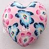 Polymer Clay Jewelry Beads, Heart, with flower pattern Approx 1.5mm 